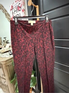 Michael Kors Red and Black Textured Knit Skirt